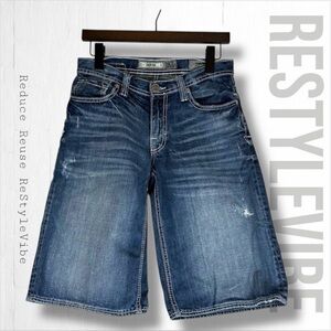 BKE DENIM Men’s Size 27 Denim Shorts Long Length Bermuda Derek Style Fit Cotton